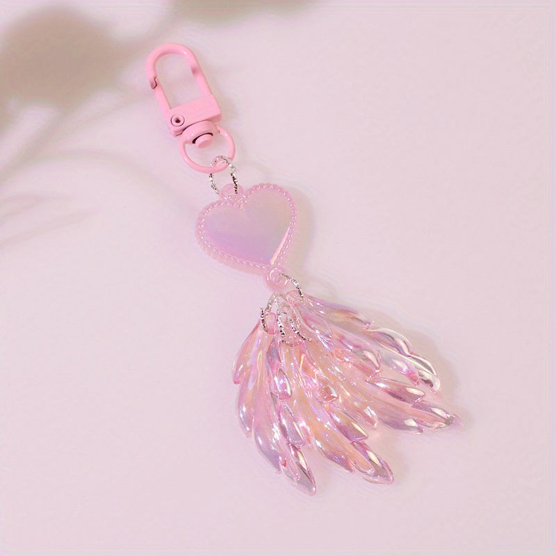 Luminous Love Feather Pendant for Women, Bag Mobile Phone Car Keychain