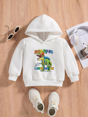 Dino Kindergarten Print Baby Boys Hooded Sweatshirt