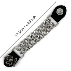 2pcs Steel Buckle Motorcycle Vest Extension Chain Retro Riding Style