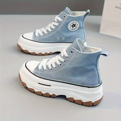 Women's High Top Canvas Shoes Lace Up Platform Sneakers