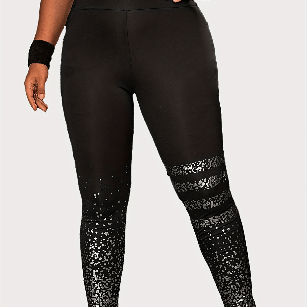  Polka Dot Print Wide Waistband Fitness Leggings