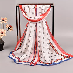 Bee Print Chiffon Scarf Thin Shawl Gauze Head Wrap Women Boho Towel