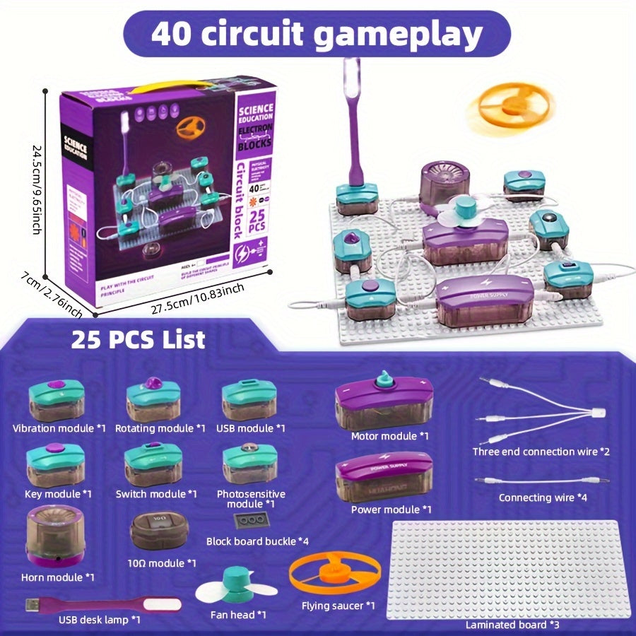25pcs 45pcs Children's Circuit Experiment Game Kit