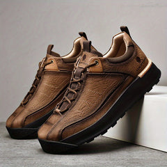 Men's Leather Platform Sneakers Soft Sole Walking Shoes