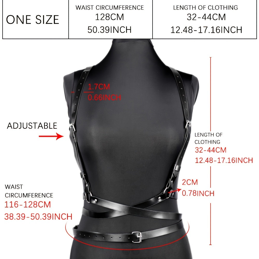Women Pu Leather Harness Belt Clothes Corset Belt Adjustable
