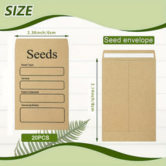 20pcs Seed Envelopes Resealable Self Sealing Paper Seed Envelopes