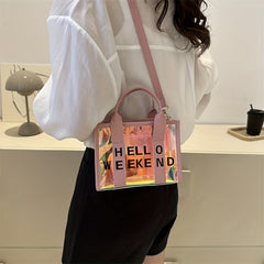Mini Laser Crossbody Bag PVC Textured Purse Shoulder Bag
