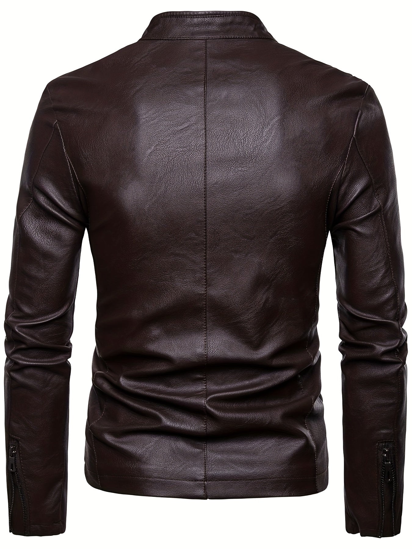 Men's Classic PU Zip Up Faux Leather Jacket