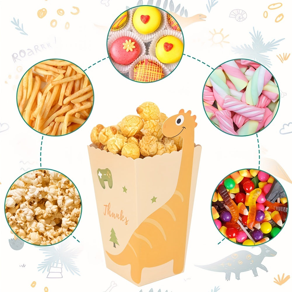 12 Pcs Dinosaur Popcorn Box Candy Cookies Packaging Bag