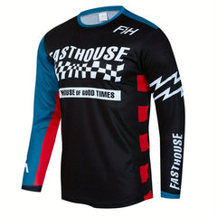 Men's Letter Long Sleeve Motorcycle T-shirt Quick Drying Breathable Top