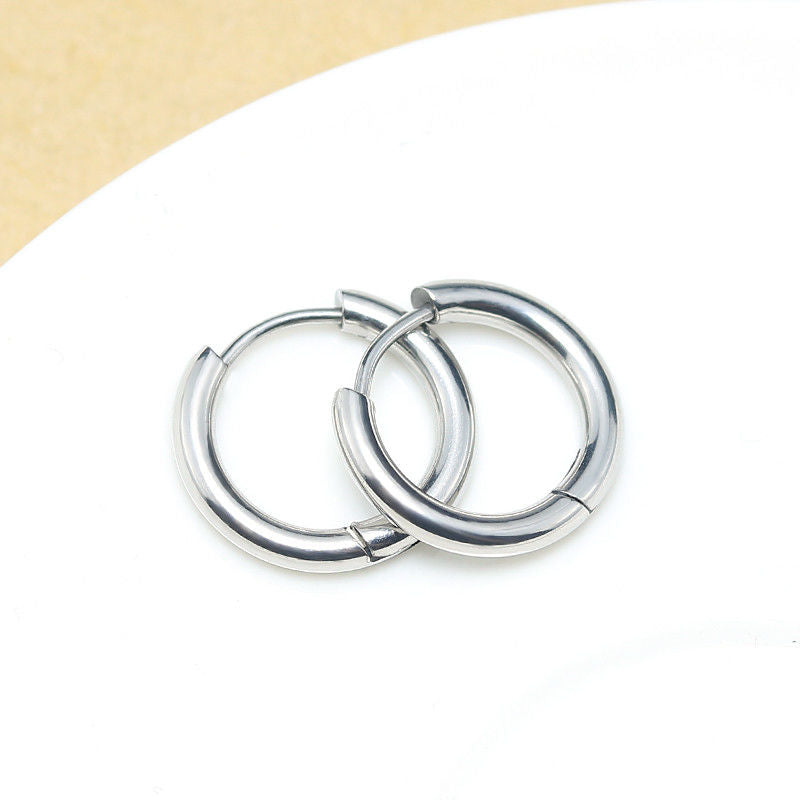 Titanium Steel Hoop Earrings Set for Men Women