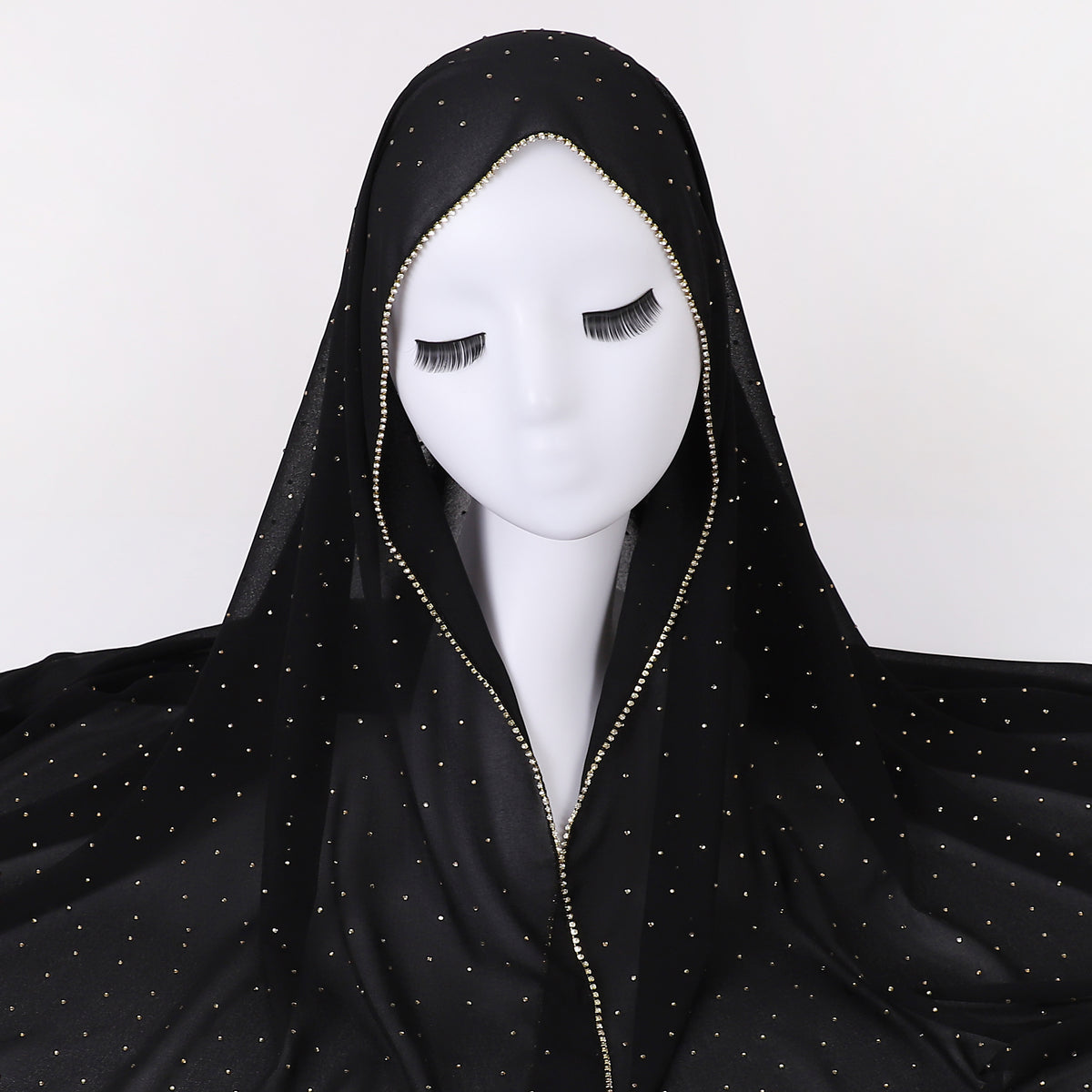 Rhinestone Chiffon Hijab Scarf Shawl Head Wrap Turban Sunscreen Towel