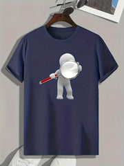 Cartoon Pattern Print Men's Comfy Sports T-shirt Graphic Tee