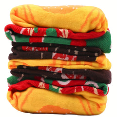 3 Pairs Hamburger Socks Funny Novelty Mid Tube Stockings