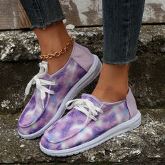 Women's Casual Lace Up Canvas Loafers Non Slip Walking Shoes