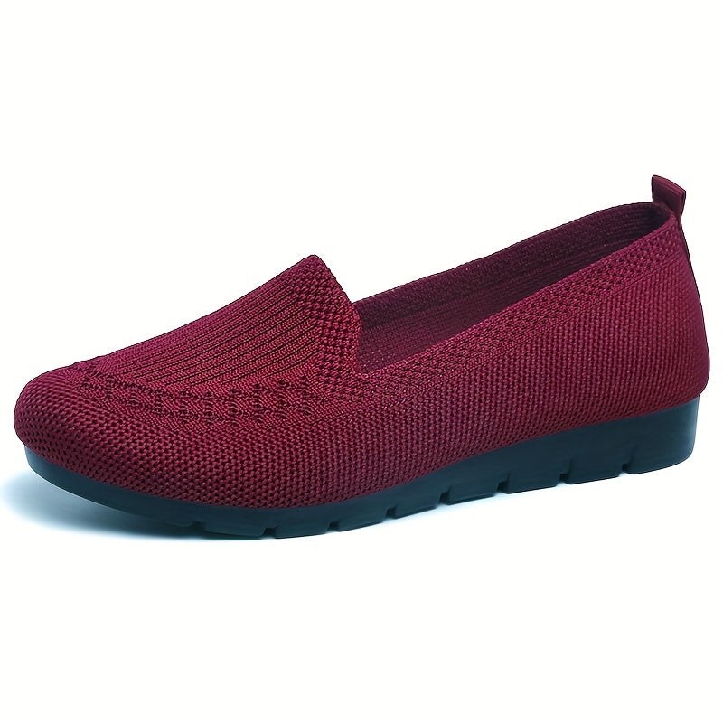 Women's Knitted Solid Loafers Lightweight Non slip Flat Slip On Shoes