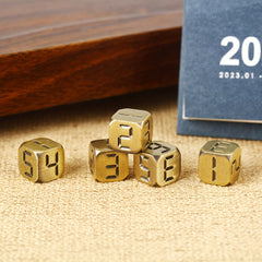 0.5in 6-Sided Arabic Numeral Metal Dice for Farkle Mahjong Game Golden Bronze