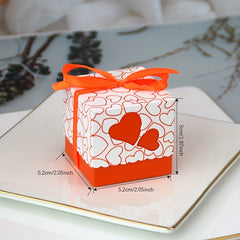 50pcs Peach Heart Candy Chocolate Party Favor Box for Birthdays Weddin