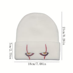 Thickened Horror Clown Eyes Embroidered Knitted Hat Warm Pullover Hip Hop Beanie