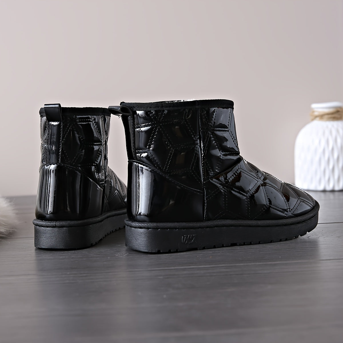 Women's Waterproof Argyle Snow Boots Plush Inner Comfort Lightweight Ankle Boots