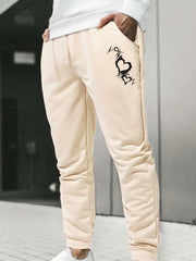 Heart Print Men's Drawstring Sweatpants Loose Casual Jogger Pants