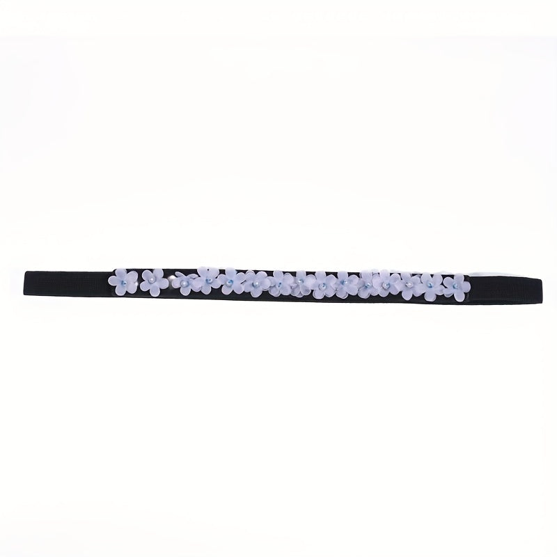 Thin Flower Decor Belt Elastic Waistband Classic Dress Girdle