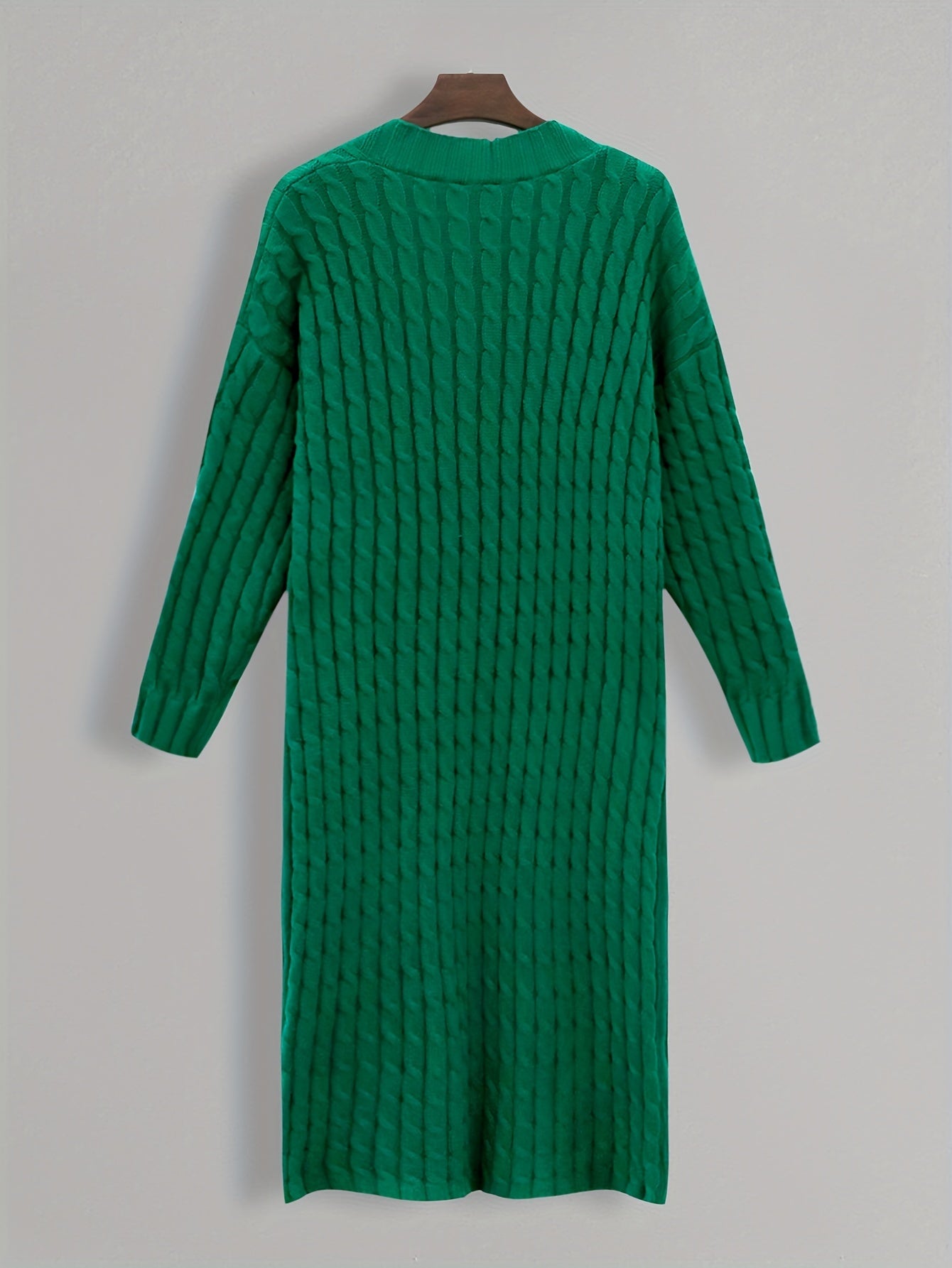  Solid Cable Long Sleeve Open Front Cardigan