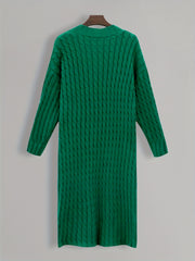  Solid Cable Long Sleeve Open Front Cardigan