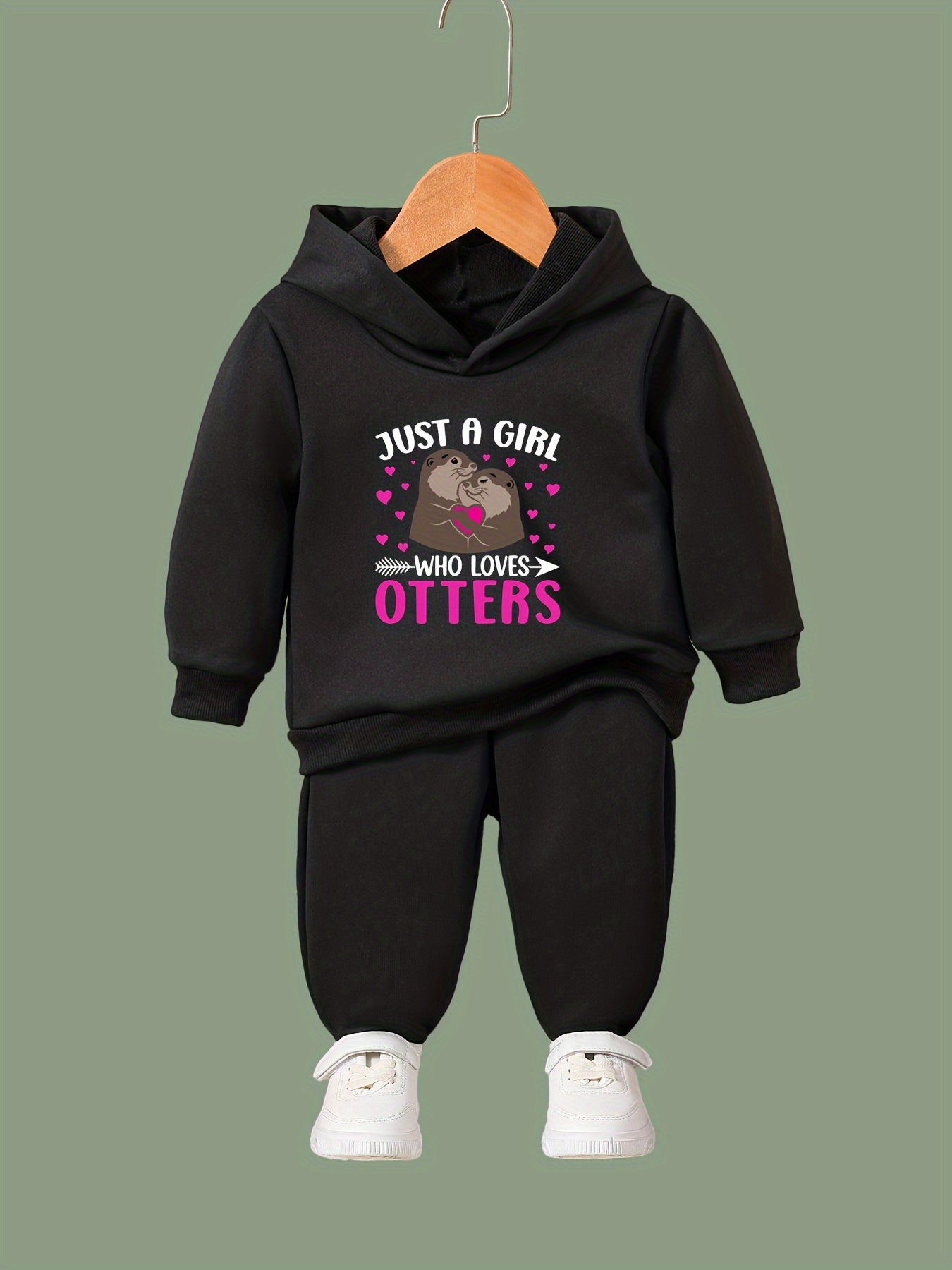 OERYUI Hooded Pullover Pants Set JUST A GIRL WHO LOVES OTTERS Print