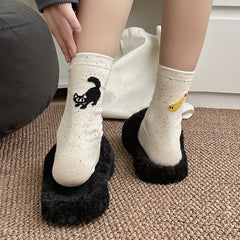 4 Pairs Cartoon Cat Print Comfy Socks Women's Stockings