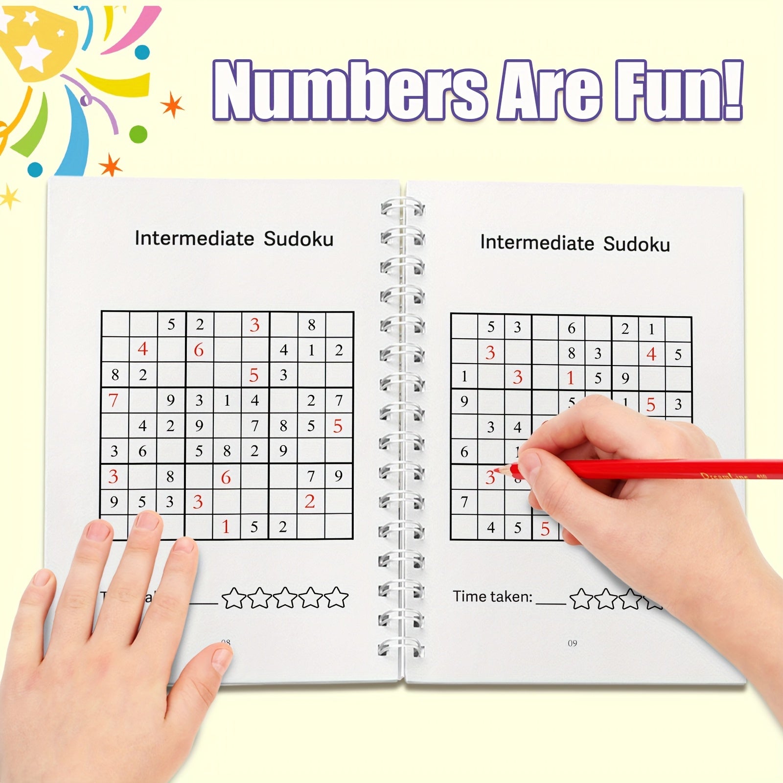 1pc Intermediate Sudoku Puzzle Booklet for Ages 6-9 Colorful Grids
