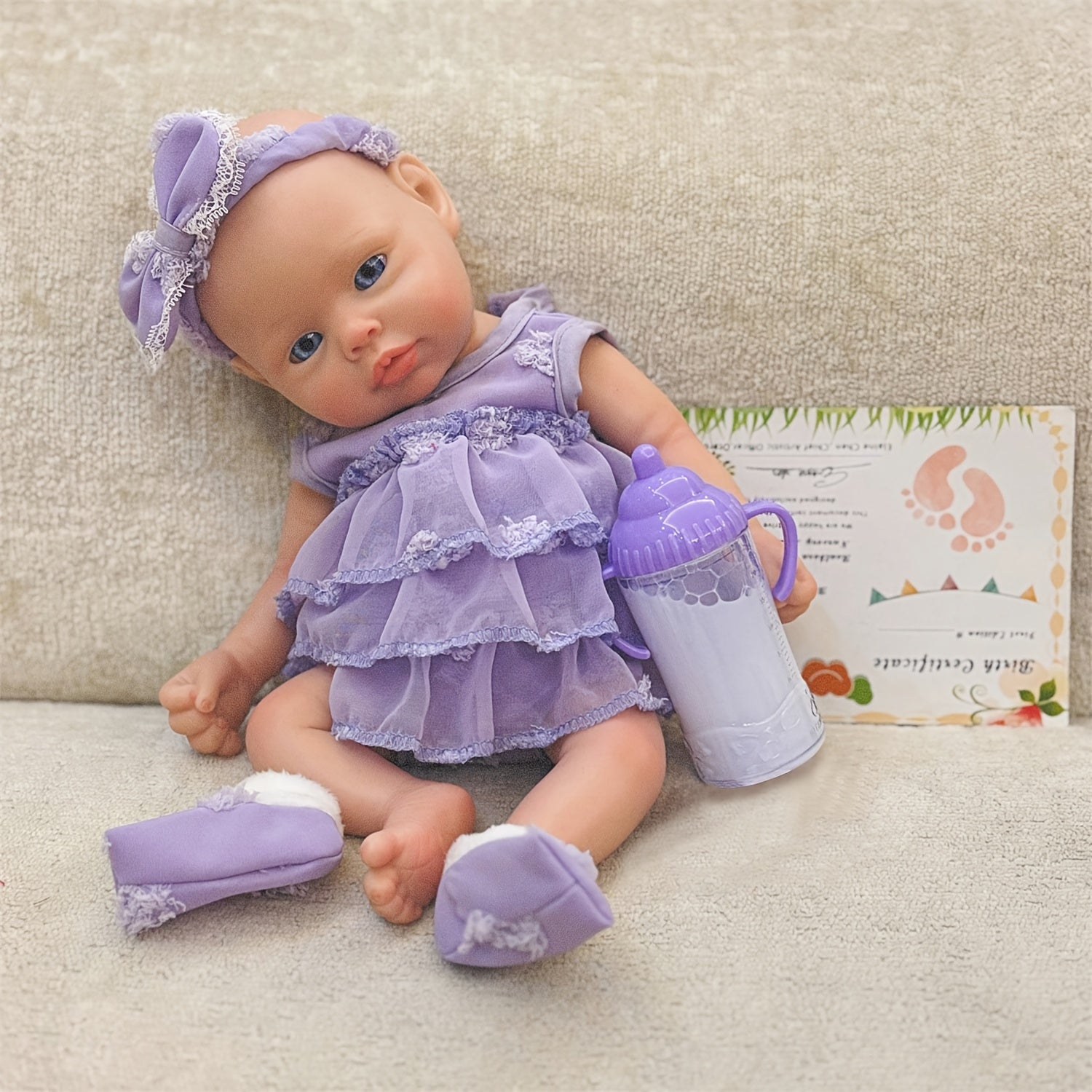 Realistic 13in Open Eyes Reborn Baby Doll Silicone Girl Toy