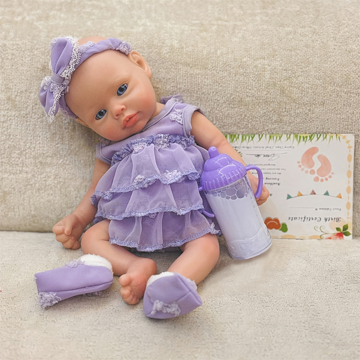 Realistic 13in Open Eyes Reborn Baby Doll Silicone Girl Toy