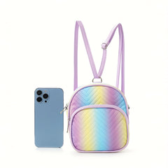 Large Capacity Rainbow Lightweight Quilted Backpack for Kids