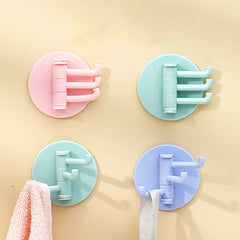 4pcs Sticky Hook 3 Branch Rotating Wall Towel Hook Bathroom Accessories
