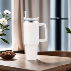 40oz Stainless Steel Travel Cup with Handle - Keeps Drink Cold