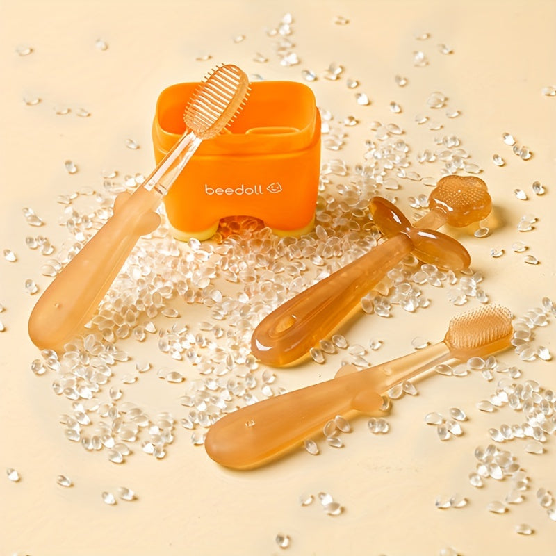 4pcs Infant & Toddler Toothbrush Set Soft Silicone Oral & Tongue Cleaners