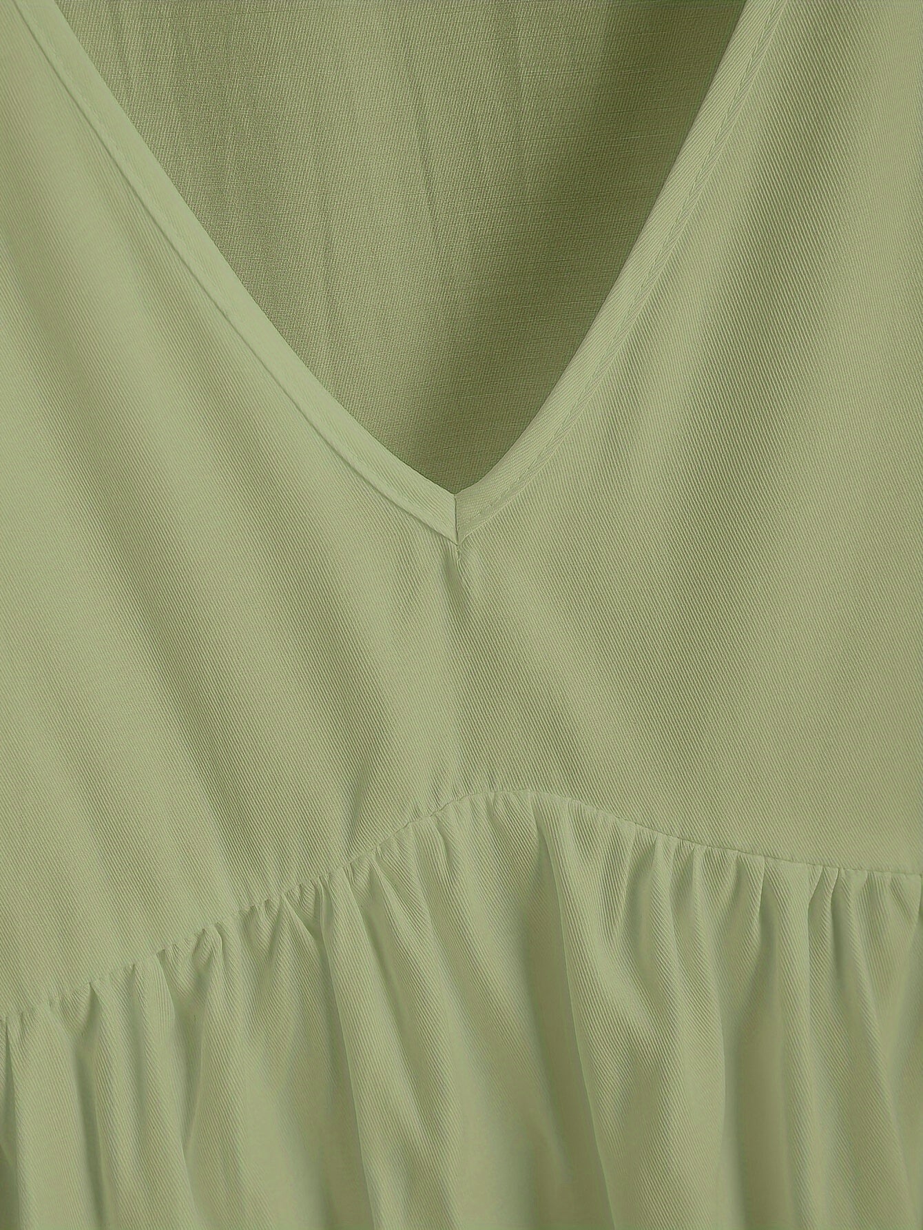  Solid Butterfly Sleeve V Neck Peplum Top