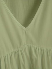  Solid Butterfly Sleeve V Neck Peplum Top