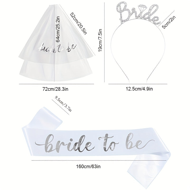 Bridal Veil Set with Crown Headpiece and Sash