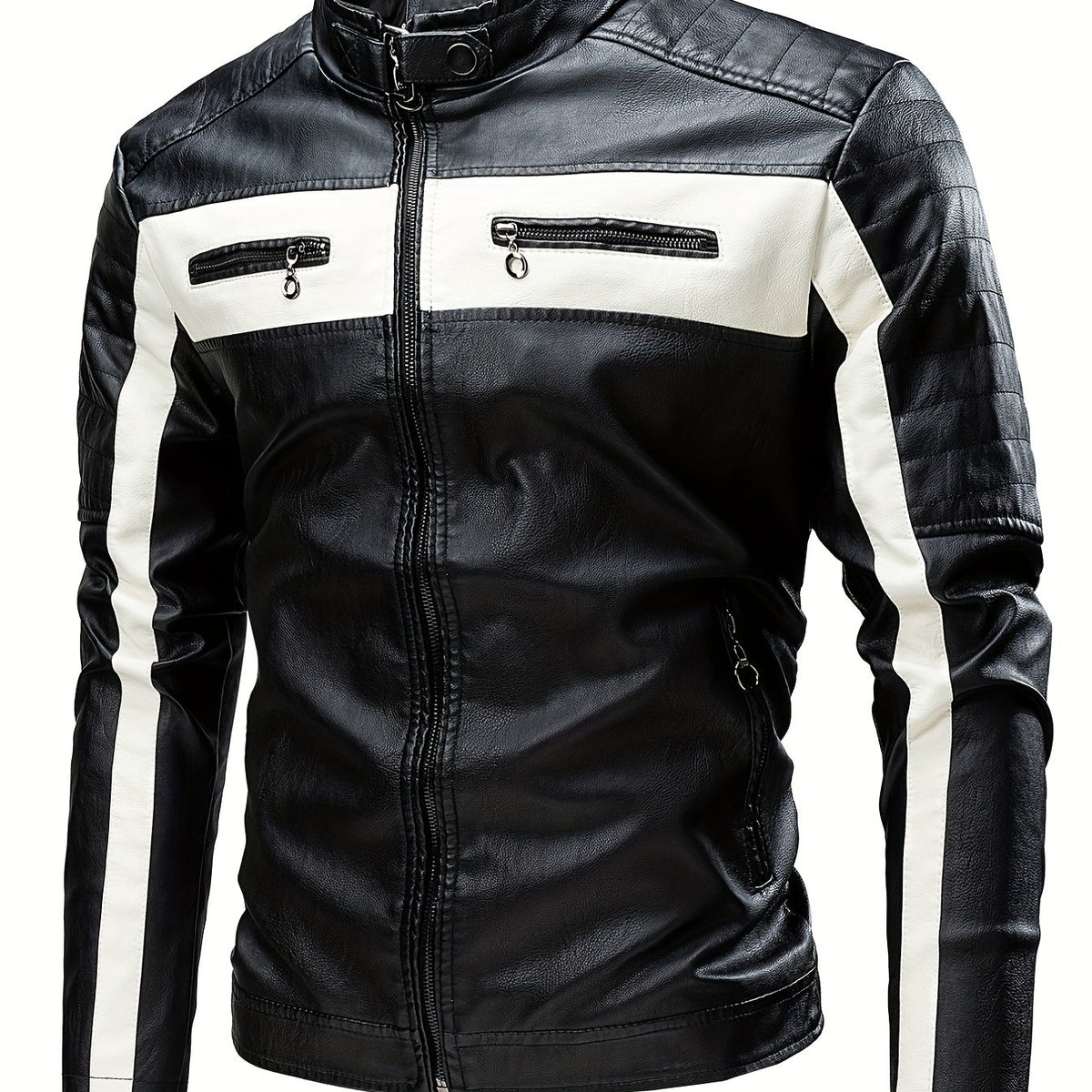 Men's Spring And Autumn Warm Faux Leather Jacket Coat