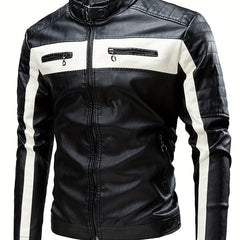 Men's Spring And Autumn Warm Faux Leather Jacket Coat