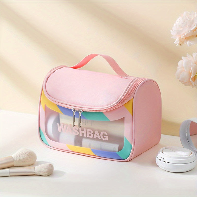 Clear Waterproof Cosmetic Bag PU Leather Makeup Organizer