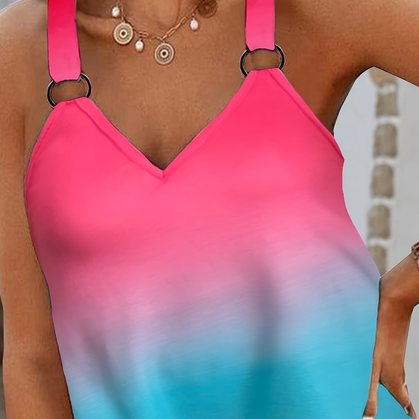 Gradient Sleeveless Loose Cami Top Sexy Summer Stylish Comfy Cami Top