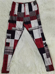  Geo & Cat Print Stretch Leggings
