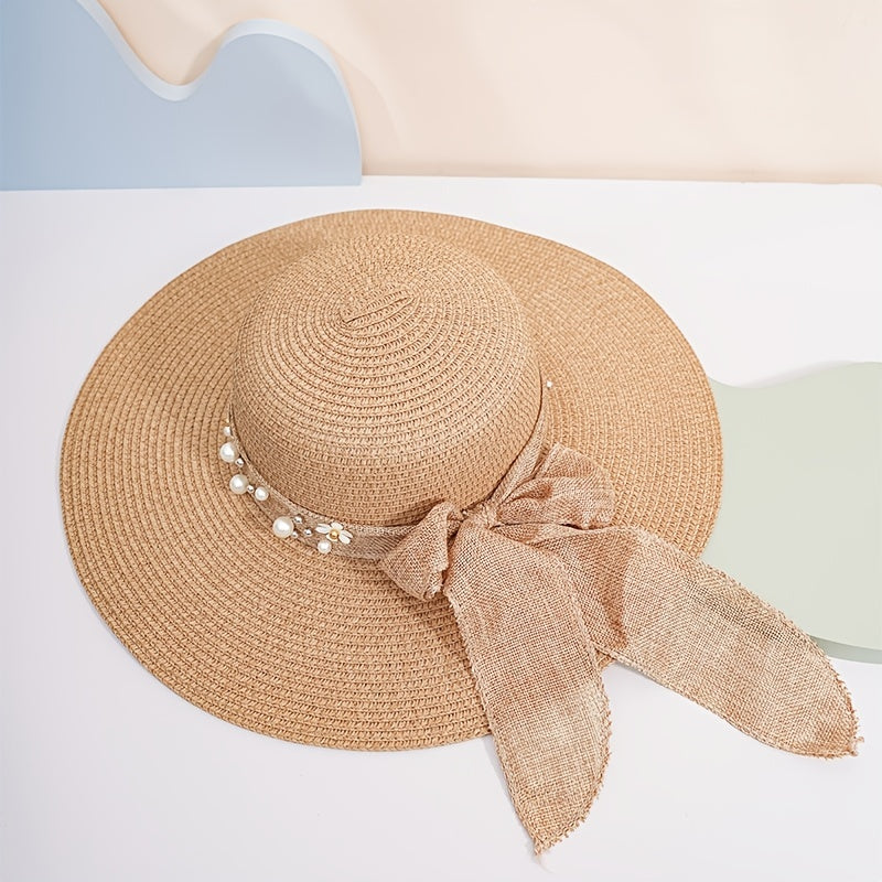 Wide Brim Straw Hat Sunshade Chain Decoration Gift For Her