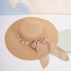 Wide Brim Straw Hat Sunshade Chain Decoration Gift For Her