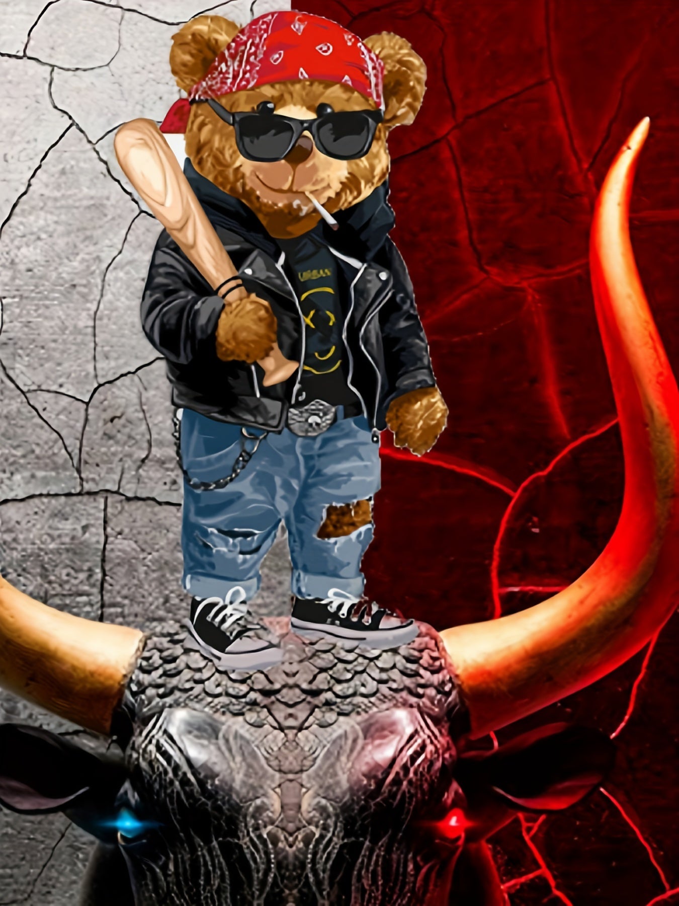 Bear & Bull 3D Print T shirt Men's Street Style Tee Shirt