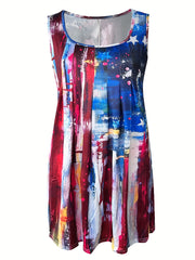  Independence Casual Tank Dress Women's Plus Stripe & Star Print