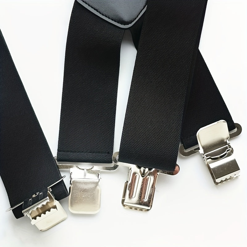  Wide Men's Suspenders High Elastic Adjustable 4 Strong Clips Suspender